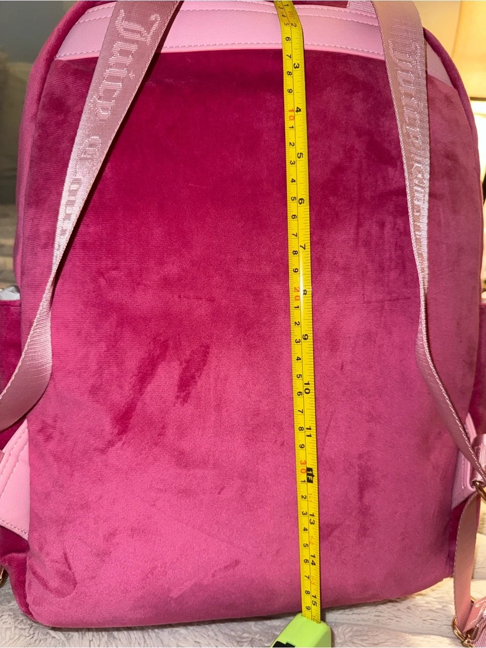 Juicy Couture Pink Velour Backpack with Plush Charm and Mini Purse